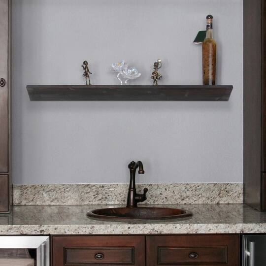 Large Black Wedge Wood Floating Wall Shelf